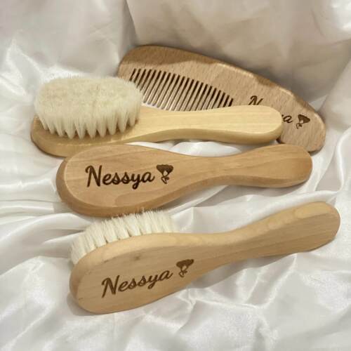Personalized Baby Wooden Hair Brush and Comb Set of 3,Custom