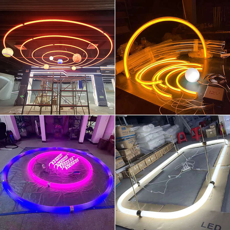 led360度发光亚克力烤弯造型定制环形彩色霓虹圆环装饰圆弧形灯管