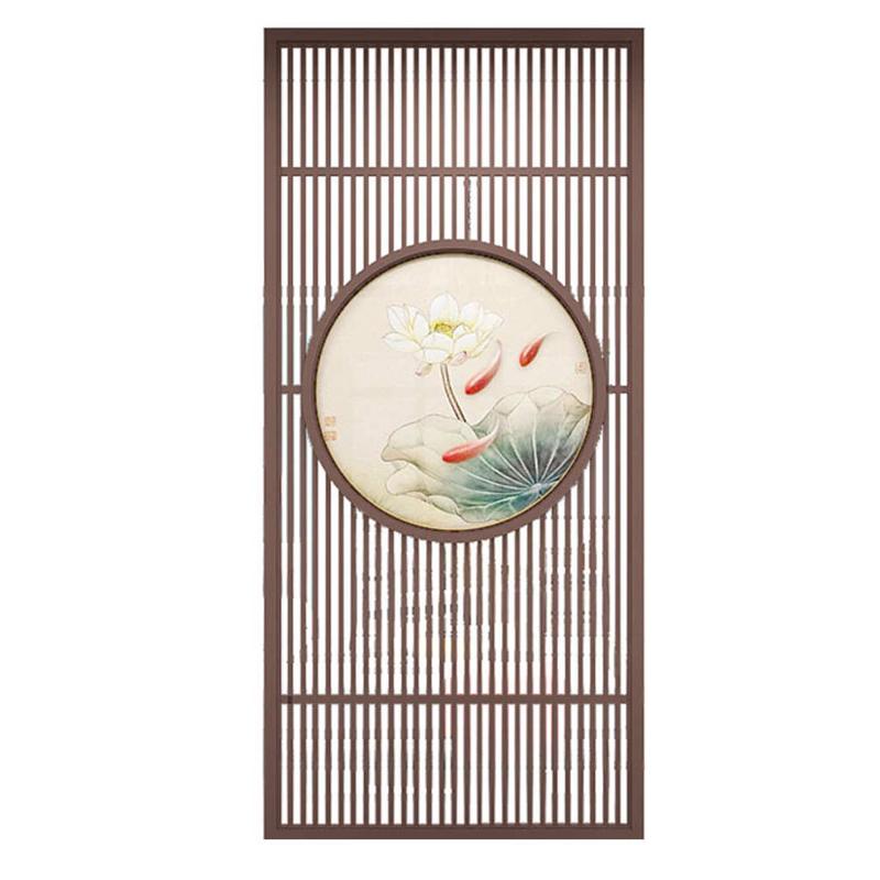 中式屏风隔断墙现代简约实木装饰客厅办公室山水花鸟纱画玄关