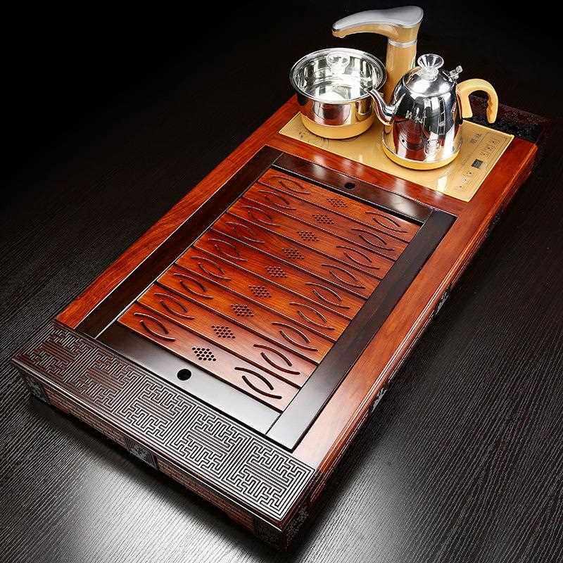 黑檀花梨茶实木雕大刻茶盘简约号用茶海电茶炉四合一体台20200609