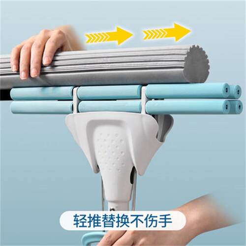 美丽雅天骄滚轮吸水胶棉拖把海绵家用一拖净免手洗大号懒人挤水