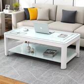 长方形茶桌双层钢化玻璃茶几小户型茶桌茶台客厅书房家用茶几桌子