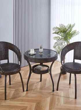 藤OVC椅台桌椅室休闲椅子户外客厅三件套内茶几椅转圆阳桌五件套