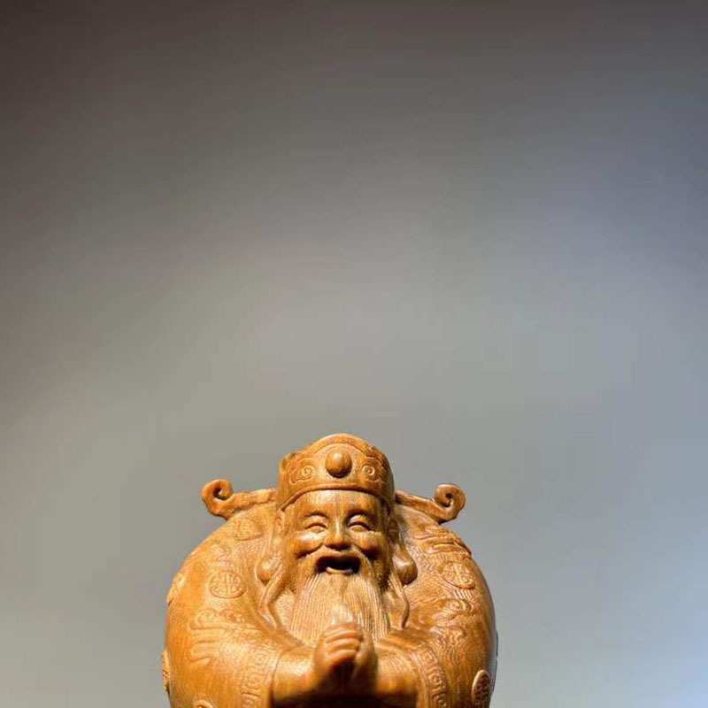 绿檀木雕小招好文玩手把件家居装饰品桌面工艺品摆件