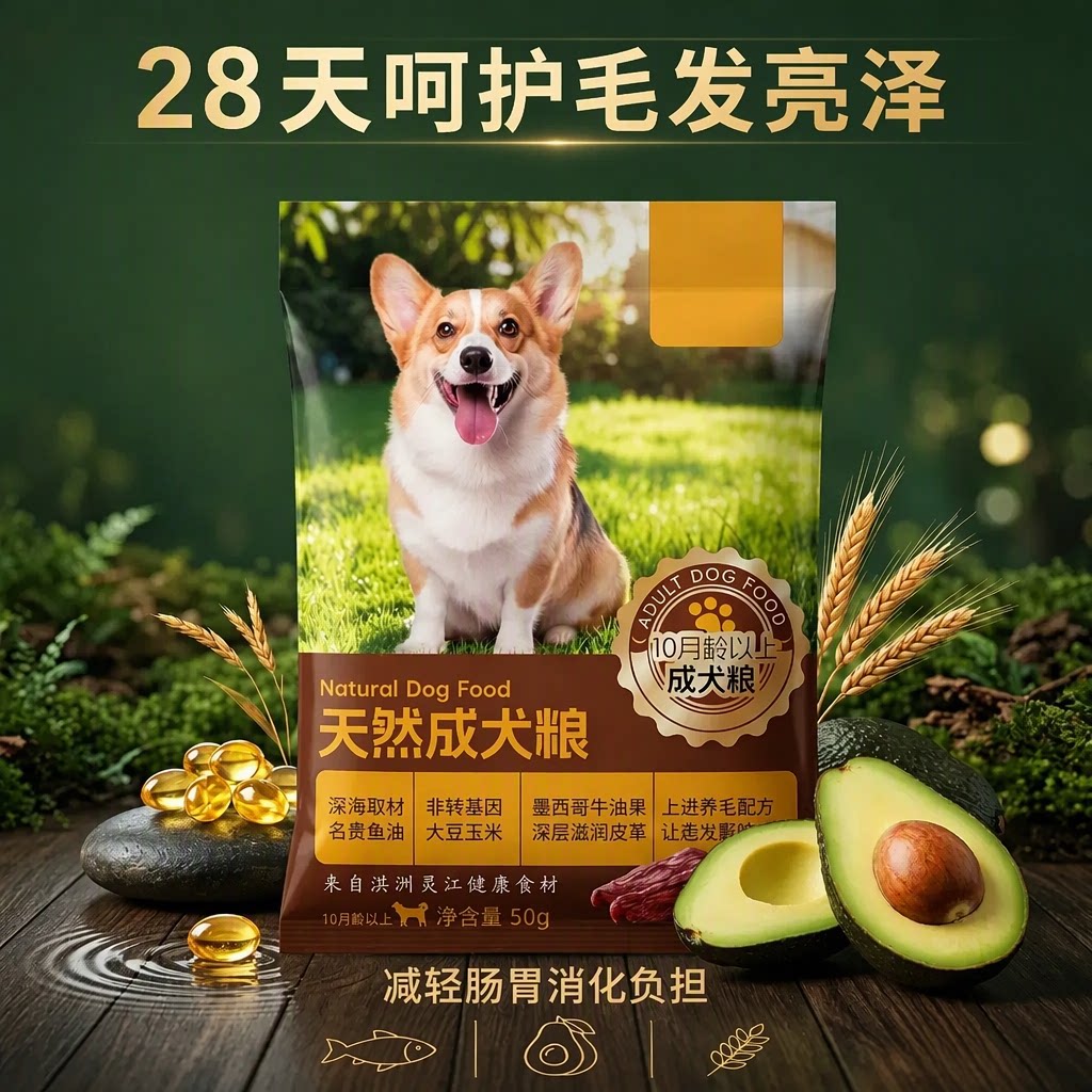 秀逗天然成犬粮深海鱼油墨西哥牛油果低油低盐28天呵护毛发亮泽