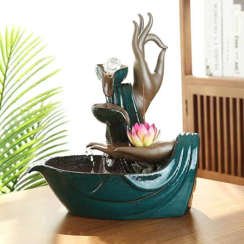 佛手流器摆陶瓷禅意件家居IKC室内雾化加湿器喷礼泉乔迁开业招财