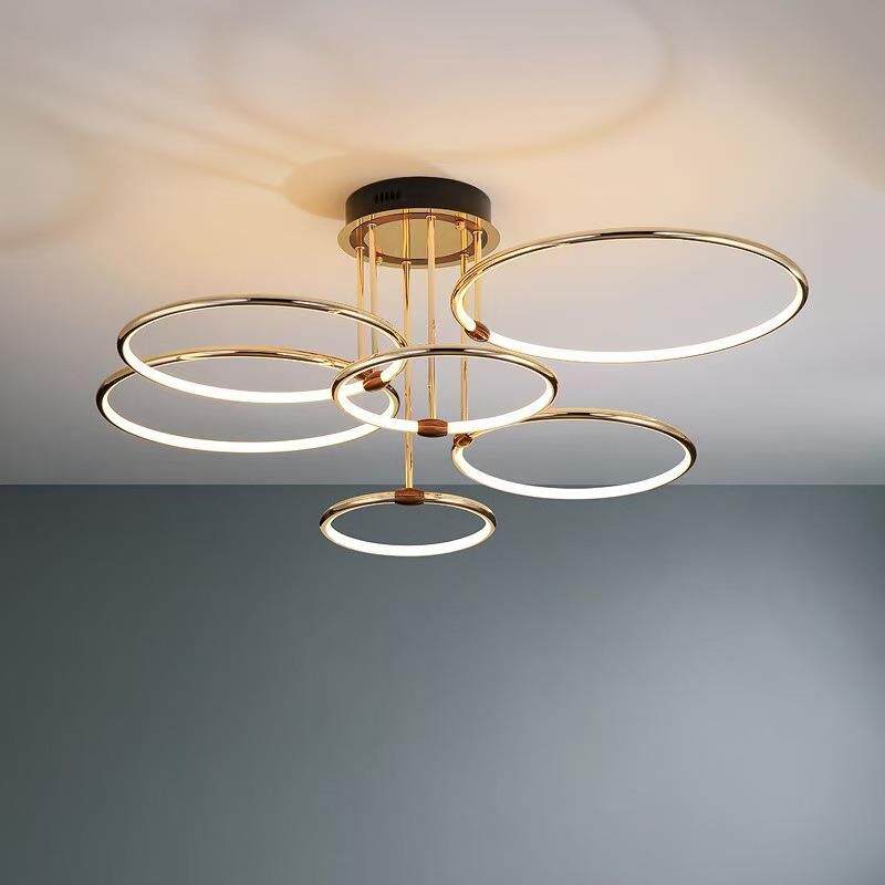 灯具现代简约轻奢吊灯客厅灯大灯2021年新款大气高端组合圈圈吊灯