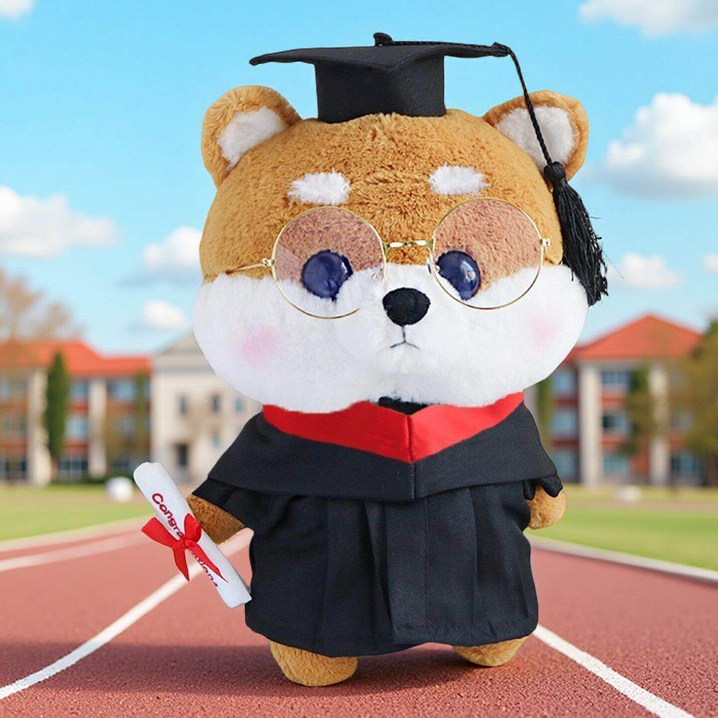 柴犬毕业公仔娃娃学士服玩偶博士帽娃衣硕士服幼儿园大学礼物定制