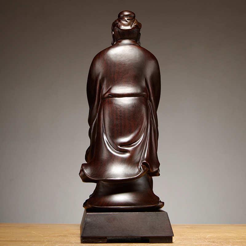 孔子开业送礼木雕客厅黑檀教师节家居孔夫子工艺品摆件雕像像木质