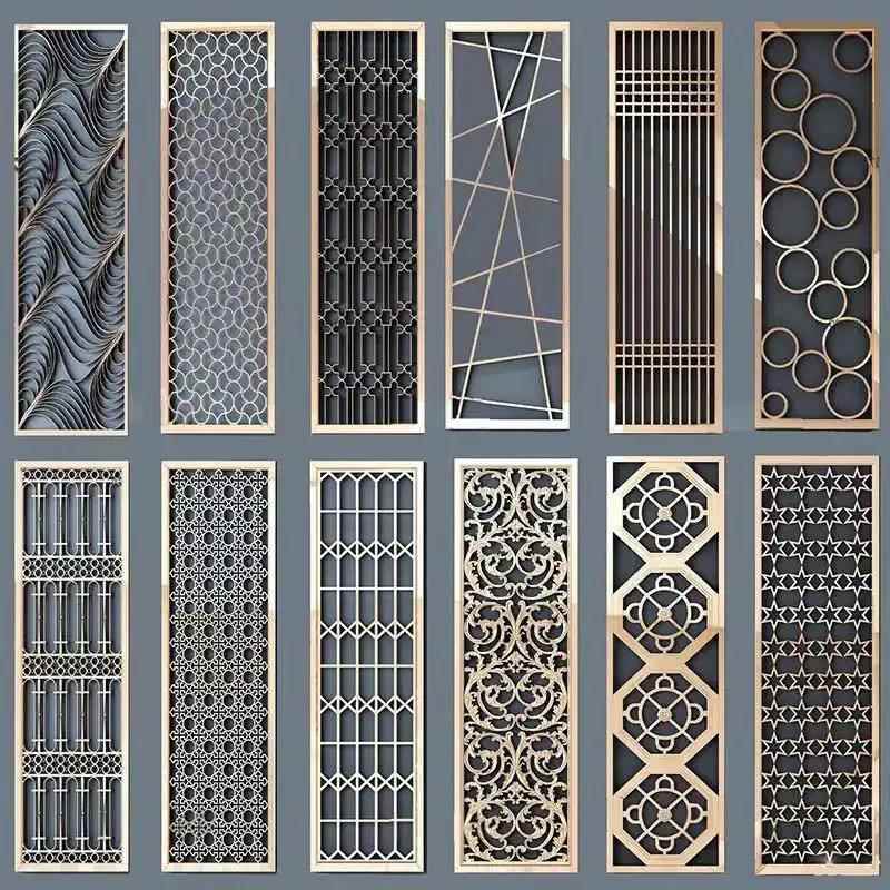 隔断铝雕花激光镂空定制古铜色金属不锈钢屏风背景墙KTV入户隔断