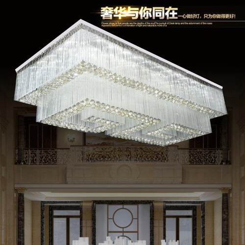 水晶吊灯非标酒店别墅会所工程灯客厅吸顶灯长方形水晶灯灯具