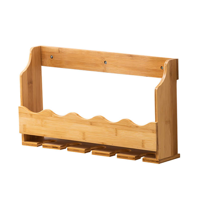 壁挂酒架酒柜餐厅墙上简易酒杯收纳架置物架竹制小型红酒储藏架子