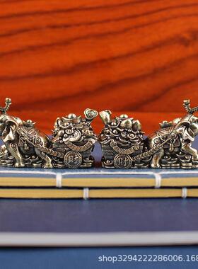 黄铜大象摆件聚宝盆象拉车家居工艺品全铜客厅办公室开业礼品摆设
