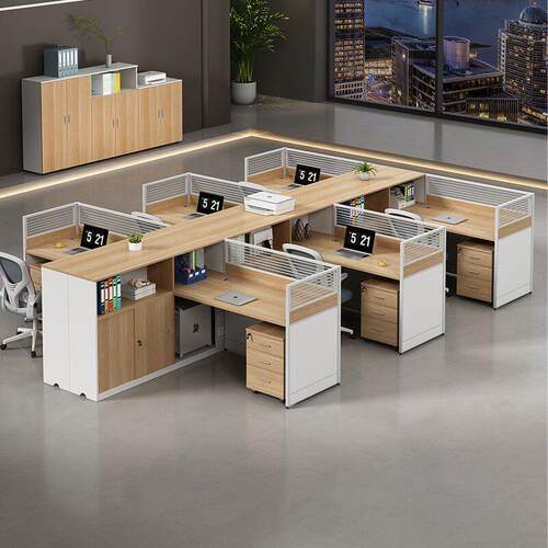 办公桌椅组合与高柜员工桌简单现代4/6人办公家具员工甲板