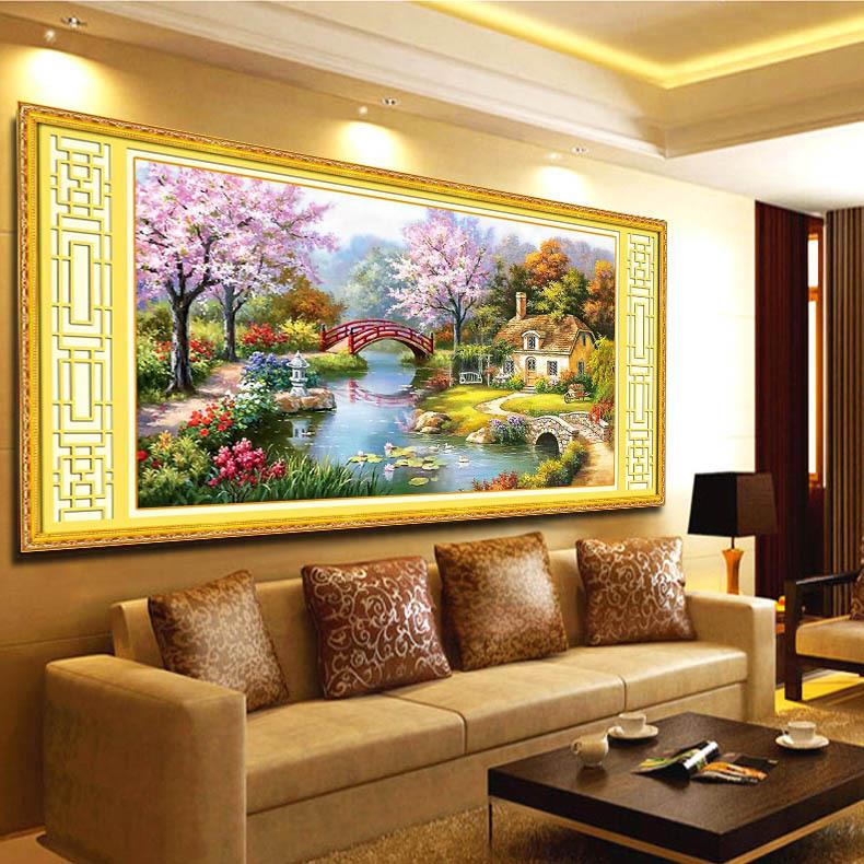 新款梦幻家园十字绣温馨田园花园小屋江南水乡风景有钻石画