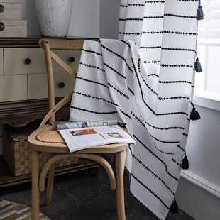 布爸爸美式 波西米亚条纹棉麻印花遮光隔热窗帘布卧室飘窗成品窗帘