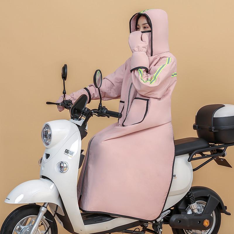电动车挡风衣冬季加绒加厚女士骑车防风防雨加绒秋冬季保暖挡风被