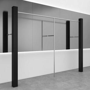 服装店展示架不锈钢黑色上墙架子衣服挂衣架男女装店造型陈列货架