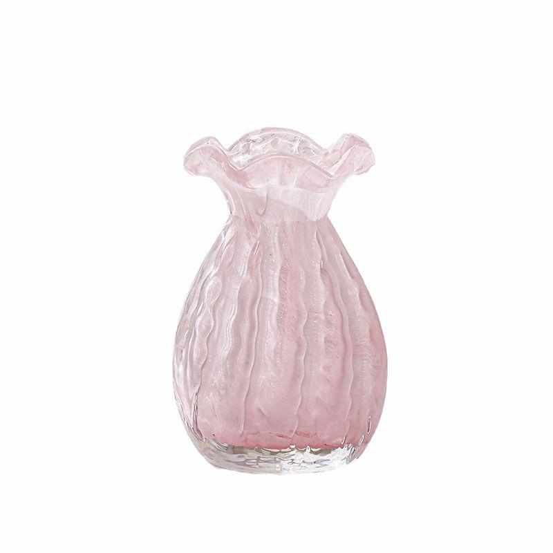 美式中古花瓶摆件客厅粉色水培插花餐桌装饰花器