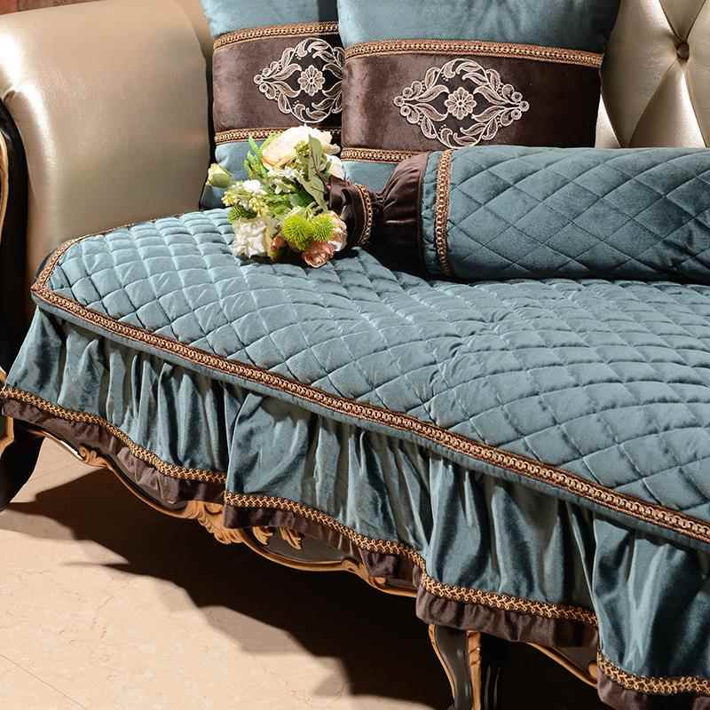 欧式沙发垫四季通用轻奢座垫123组合套 抱枕蕾丝冬季防滑沙发套罩