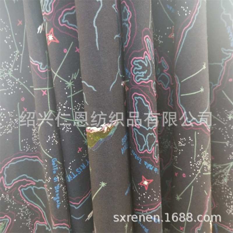 现货供应 人棉府绸全工艺喷气 45*45/100*80 真数码喷墨印花