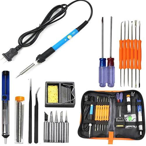 60W可调内热式烙铁工具包助焊工具螺丝刀镊子吸锡器锡丝110V 220V