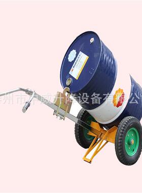 供应DE450圆桶手推车液体油桶叉车 手动油桶装卸搬运车14寸气轮