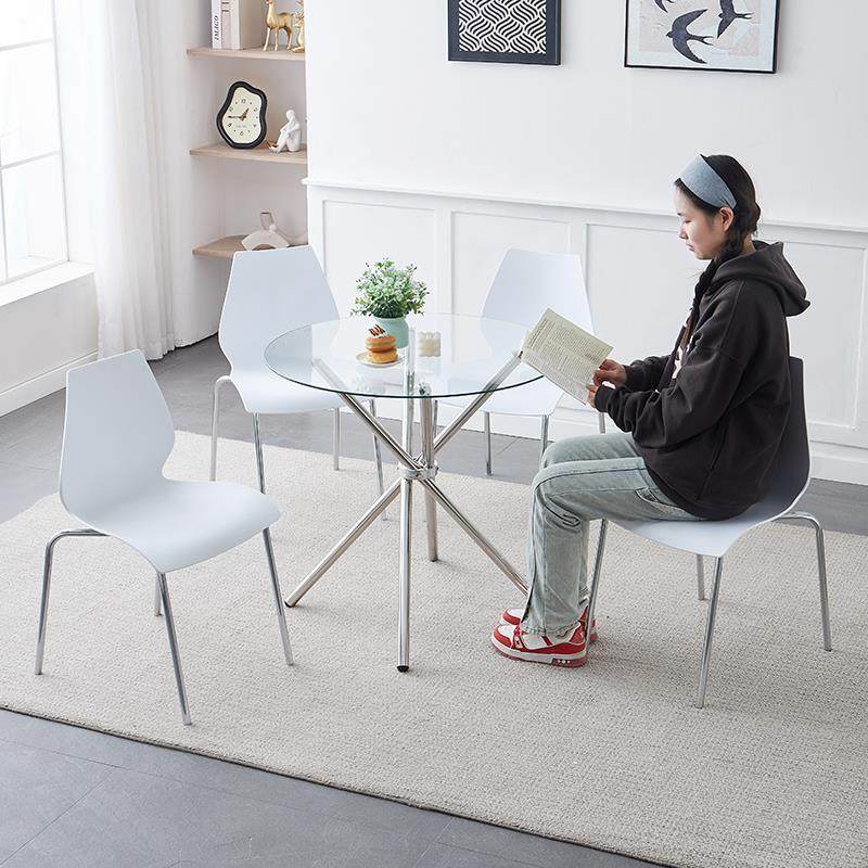 简约接待培训椅洽谈椅奶茶食堂餐椅塑料成人休闲会客会展葫芦椅子