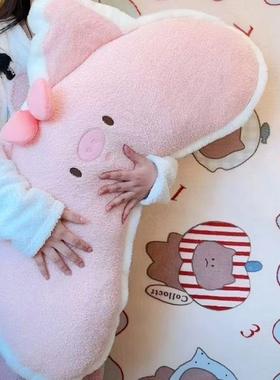 可爱粉猪靠枕长条抱枕女生睡觉夹腿床上腰靠玩偶公仔娃娃毛绒玩具