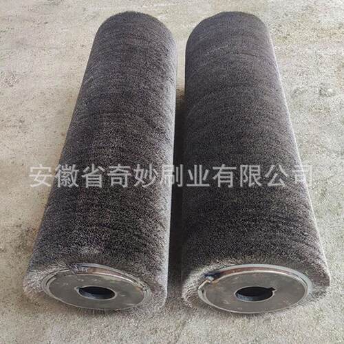 直供钢丝刷辊工业机械抛光镀铜钢丝辊除锈打磨缠绕式不锈钢丝刷辊