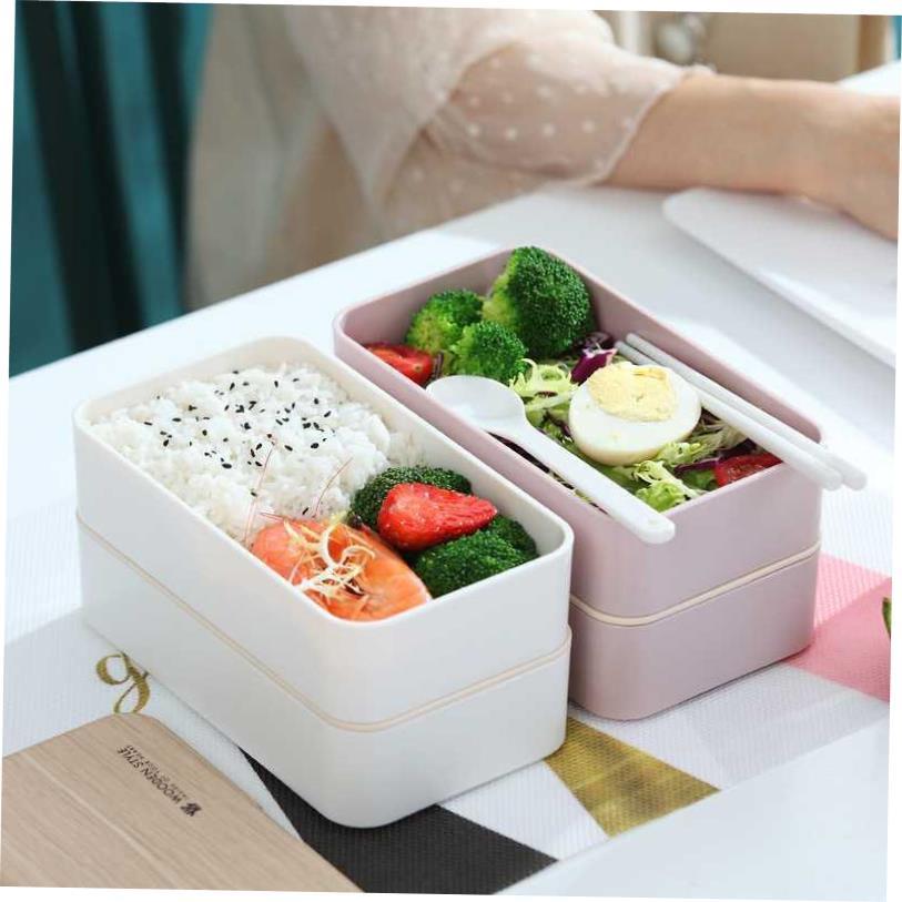 Microwave Double Layer Lunch Box Wooden Bento Box Portable