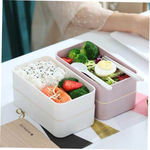 Microwave Double Layer Lunch Box Wooden Bento Box Portable