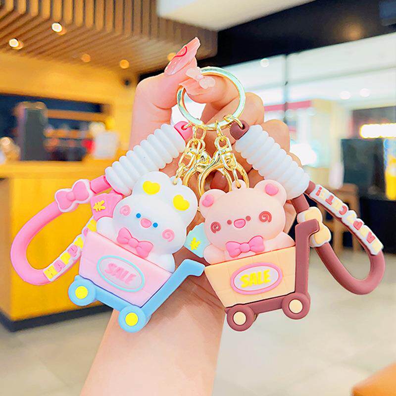 精美动物购物车汽车背包挂件钥匙扣挂饰pvc卡通小礼品钥匙链