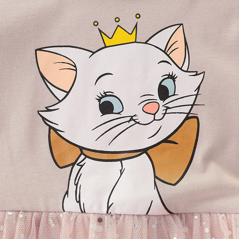 秋季新品女童连衣裙欧美风卡通圆领女孩网纱公主裙蕾丝裙子