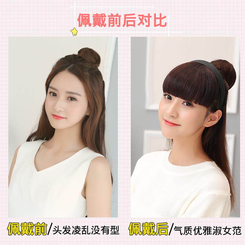 高档假刘海真发丝隐脸形无刘海假发片女 修发箍头痕帘流留刘齐斜