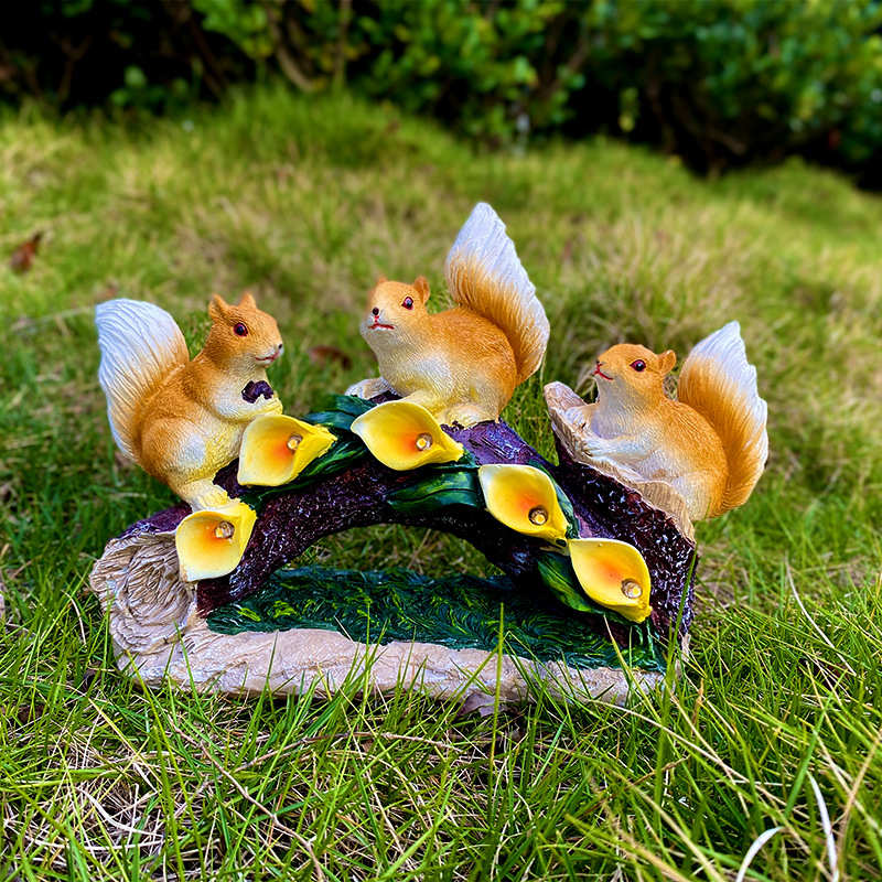 批发卡通树脂工艺品户外花园装饰庭院摆件仿真松鼠园林景观