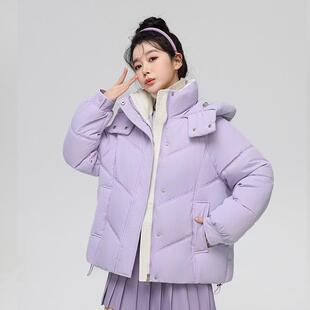 官方羽绒棉服外帽套冬季新款短小款韩版加厚91-875女宽松连个