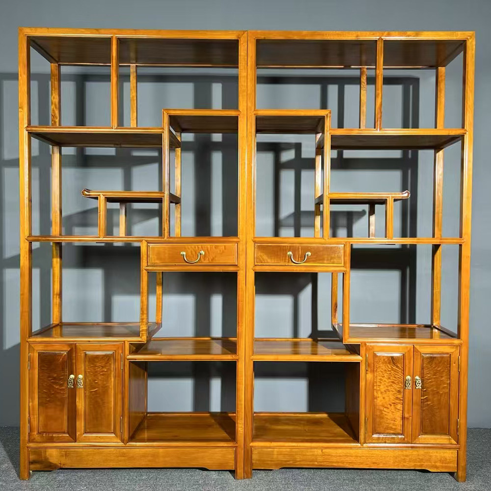 保真金丝楠小叶桢楠博古架置物书架摆件隔断多宝阁茶叶柜古董柜