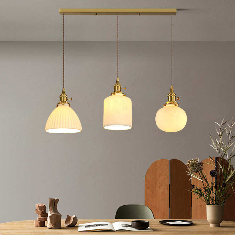 日式陶瓷小吊灯百褶黄铜灯头餐厅吧台橱窗卧室床头北欧复古小吊灯,家装灯饰光源,客厅吊灯,淘宝优惠券,粉丝福利购,淘宝优惠卷