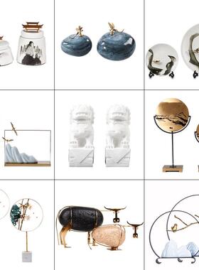 新中式软装摆件样板房简约装饰品家居客厅柜子玄关意境现代工艺品