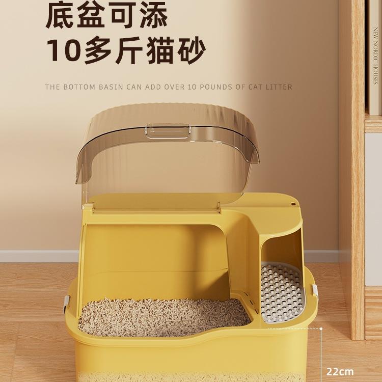 猫盆全封闭走002廊防式防外超大号除臭砂猫溅沙盆特大回廊式猫厕