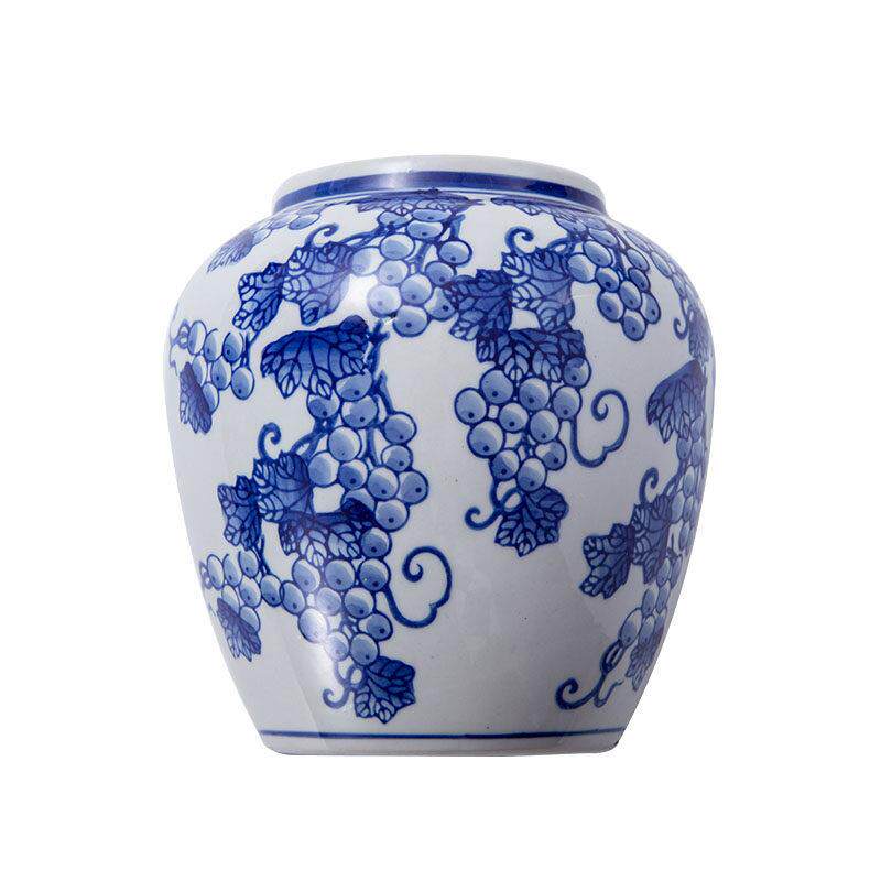 青花瓷花瓶 摆件装饰品玄关壁挂纯手绘蓝釉半边花瓶 家居挂墙花瓶
