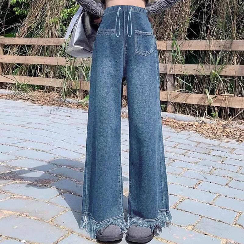 孕妇裤夏季瘦2025新妇女无肚牛仔裤春秋季外穿阔腿裤为小个子