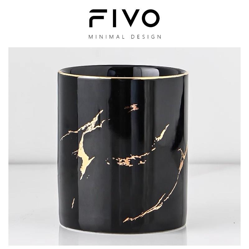 FIVO笔筒轻奢风创意桌面摆件化妆刷收纳筒梳子收纳筒罐陶瓷