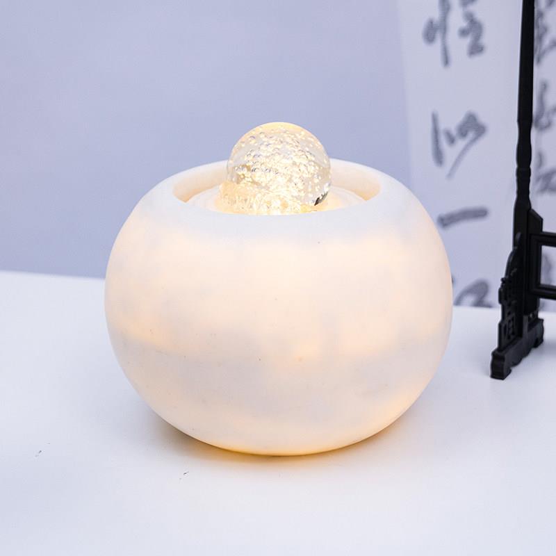 聚宝盆轻奢风水球水晶球生财小型桌面流水摆件循环水前台玄关茶桌