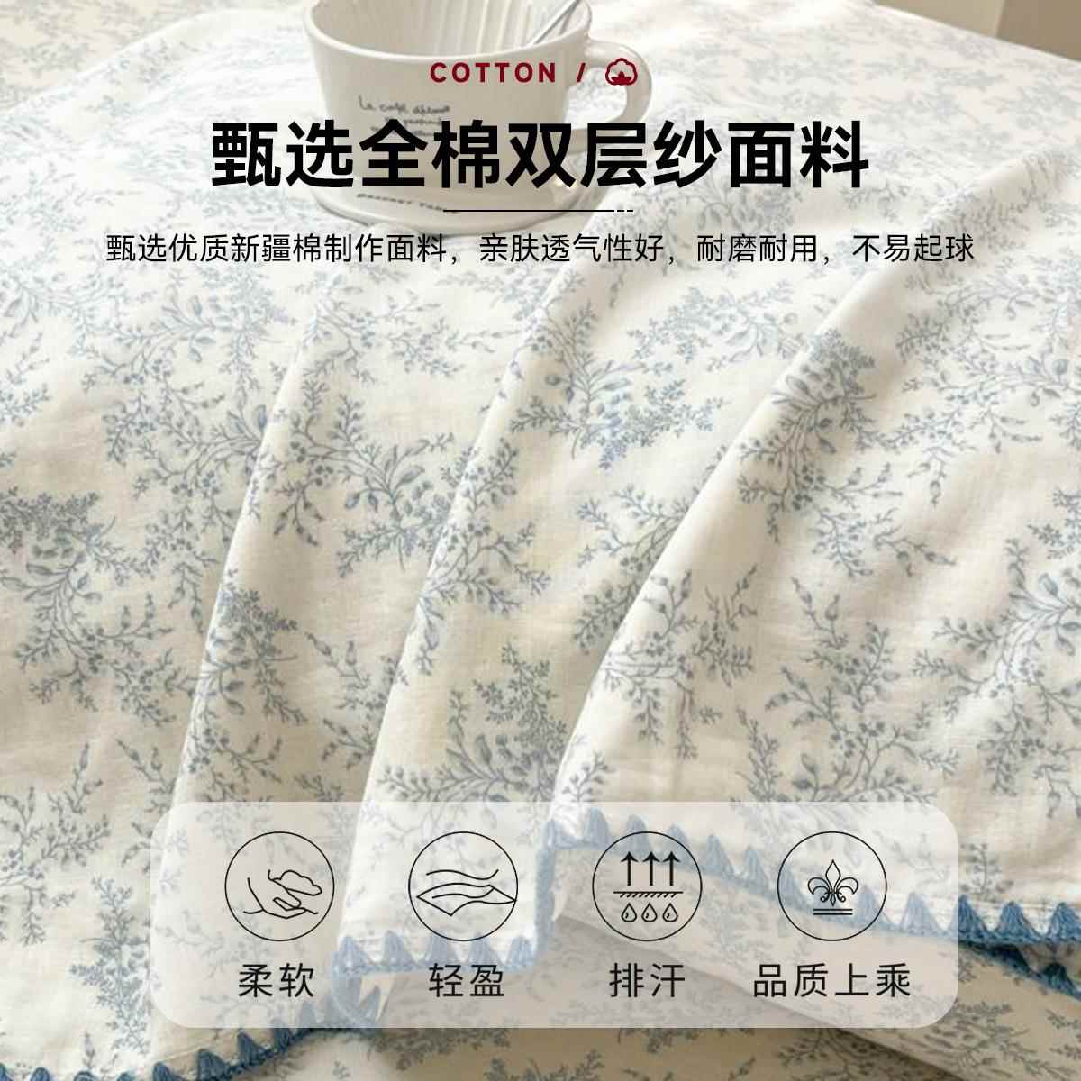 纯印花清新棉双纱床笠AYN单件100全棉罩床套床垫保层护全包防尘床