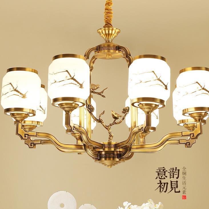 新中式全铜现代客厅灯别墅卧室餐厅设计师中国风茶楼复式楼吊灯