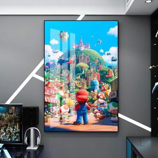 任天堂游戏马里奥挂画儿童房卧室超级马力欧兄弟大电影客厅装饰画