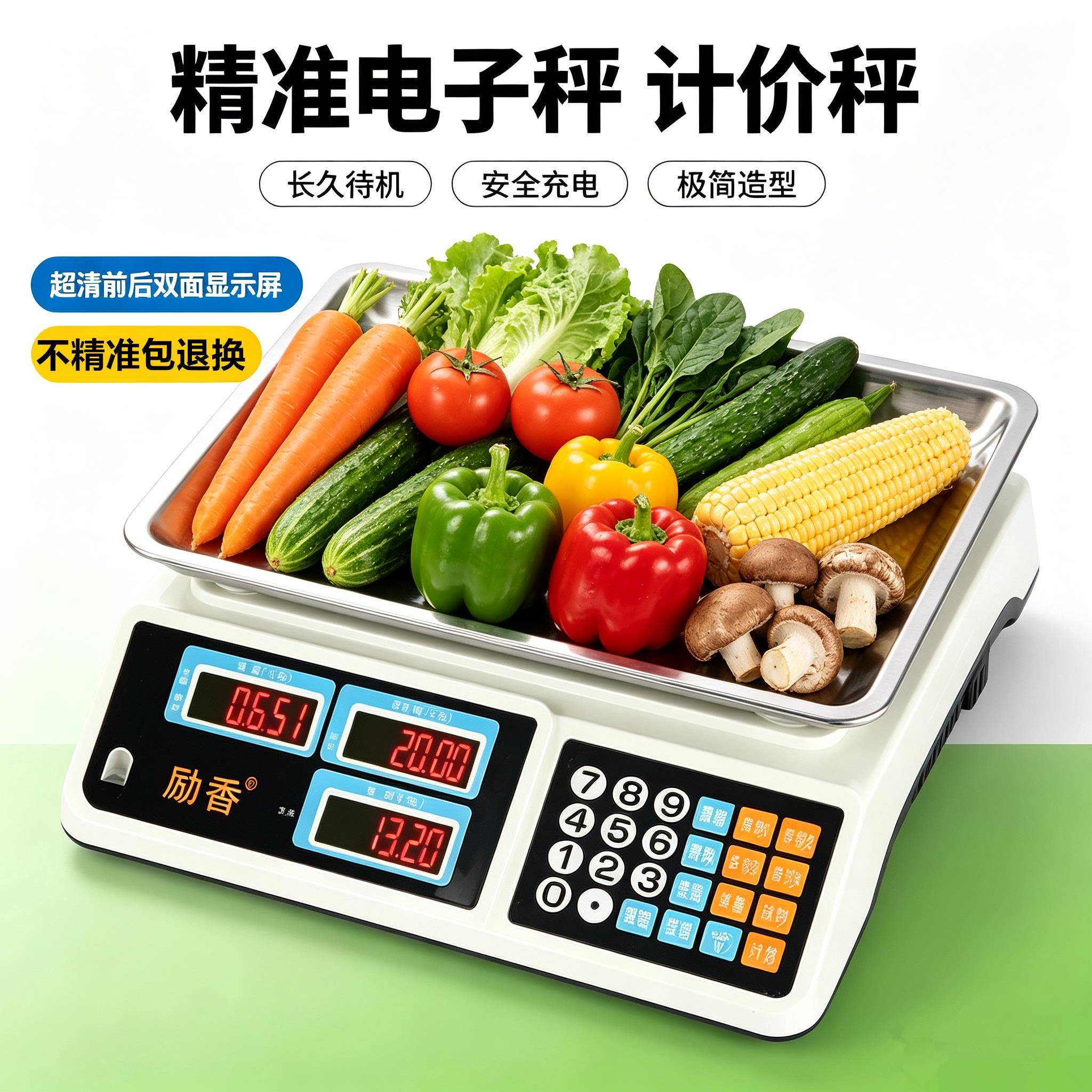 电子称高精准电子秤商用摆摊厨房秤市斤台称重水果超市30kg便携式