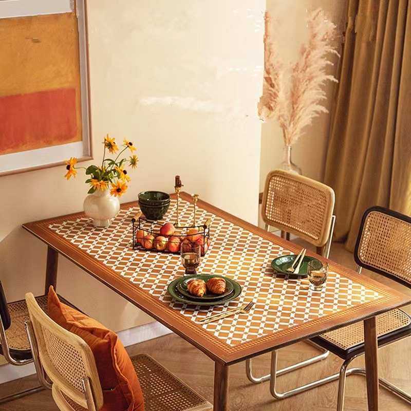 复古几何格子餐桌垫防水防油免洗皮革桌布茶几餐边柜写字桌桌布,居家布艺,椅套/椅垫,淘宝优惠券,粉丝福利购,淘宝优惠卷